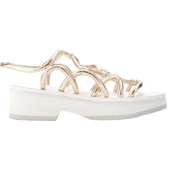 AEROSOLES Leather Chaya Platform Sandals Gold - Picture 2 of 6